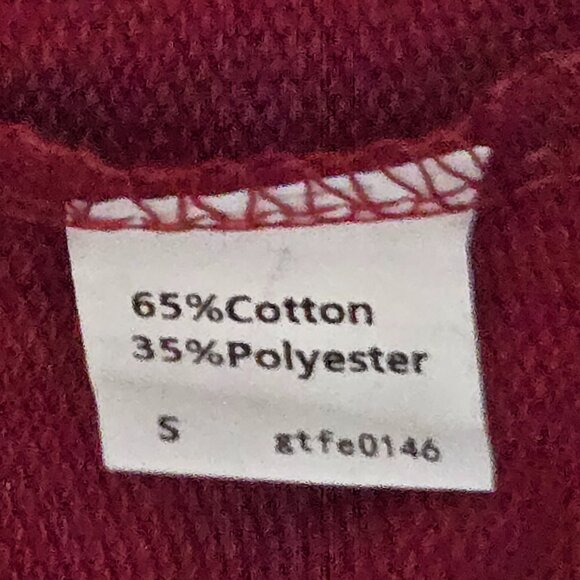 NWT | Burgundy Red Crewneck Sweatshirt White Contrast Trim Pullover | Small - Picture 4 of 5